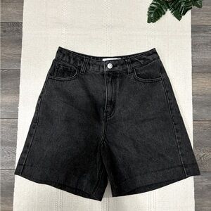 Simons mid length jean shorts